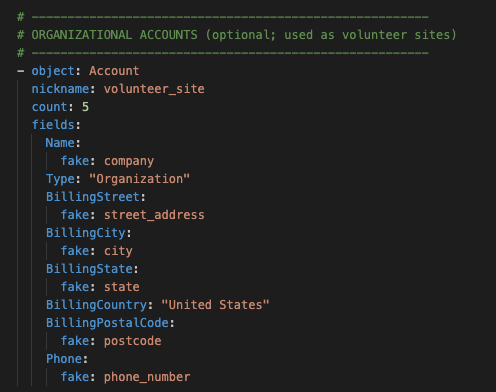 Screenshot of part of the generated volunteer recipe